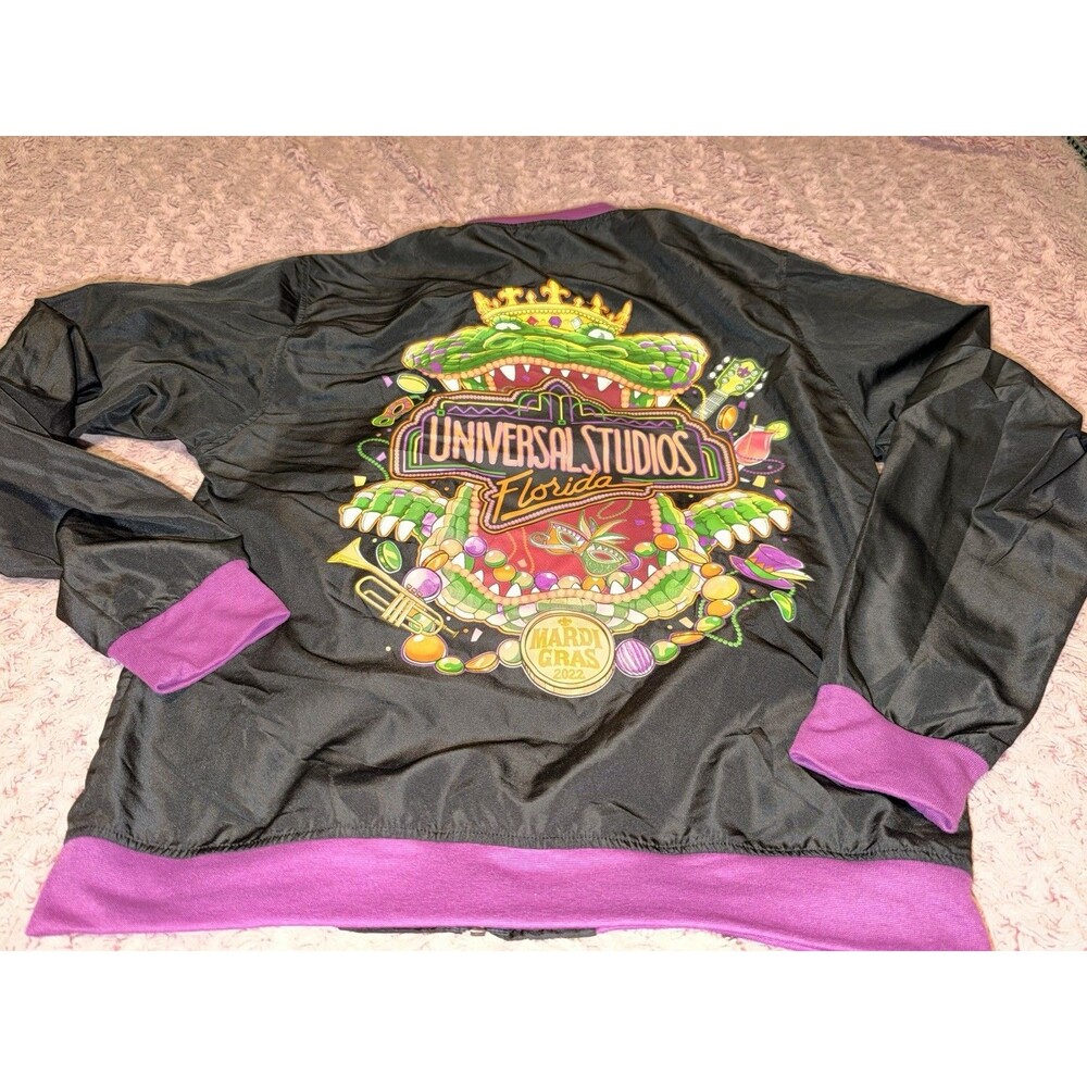 Universal Studios Florida Mardi Gras Jacket Women Gator 2022 Small Black